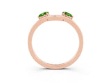 Rose gold Dual Round Peridot Open Band Ring with Prong Setting_9
