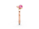Rose gold Dual Round Pink Sapphire Open Band Ring with Prong Setting_20