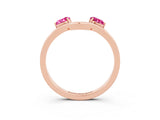 Rose gold Dual Round Pink Sapphire Open Band Ring with Prong Setting_21