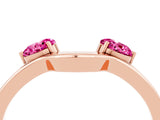 Rose gold Dual Round Pink Sapphire Open Band Ring with Prong Setting_22
