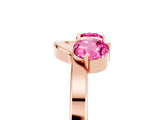 Rose gold Dual Round Pink Sapphire Open Band Ring with Prong Setting_23