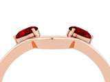 Rose gold Dual Round Ruby Open Band Ring with Prong Setting_10