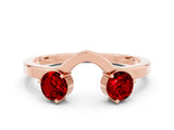Rose gold Dual Round Ruby Open Band Ring with Prong Setting_6