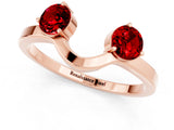 Rose gold Dual Round Ruby Open Band Ring with Prong Setting_7