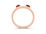 Rose gold Dual Round Ruby Open Band Ring with Prong Setting_9