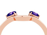 Rose gold Dual Round Tanzanite Open Band Ring with Prong Setting_10
