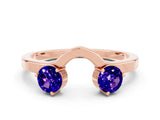 Rose gold Dual Round Tanzanite Open Band Ring with Prong Setting_6