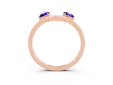 Rose gold Dual Round Tanzanite Open Band Ring with Prong Setting_9
