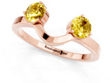 Rose gold Dual Round Yellow Sapphire Open Band Ring with Prong Setting_19