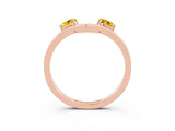 Rose gold Dual Round Yellow Sapphire Open Band Ring with Prong Setting_21