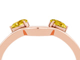 Rose gold Dual Round Yellow Sapphire Open Band Ring with Prong Setting_22