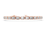 Rose gold East-West Emerald Cut Diamond Tennis Bracelet with Bezel Setting