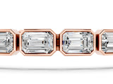 Rose gold East-West Emerald Cut Diamond Tennis Bracelet with Bezel Setting_1