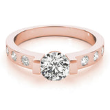 Rose gold Emerald Brilliant Channel-Set Diamond Ring with Bezel Prong Setting 1