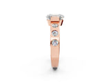 Rose gold Emerald Brilliant Channel-Set Diamond Ring with Bezel Prong Setting_16