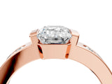 Rose gold Emerald Brilliant Channel-Set Diamond Ring with Bezel Prong Setting_18