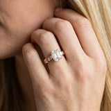 Rose gold Emerald Brilliant Channel-Set Diamond Ring with Bezel Prong Setting_8