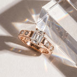 Rose gold Emerald Brilliant Channel-Set Diamond Ring with Bezel Prong Setting_9