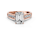 Rose gold Emerald Brilliant Channel-Set Solitaire Ring with Four-Prong Setting_20