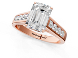 Rose gold Emerald Brilliant Channel-Set Solitaire Ring with Four-Prong Setting_21