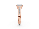 Rose gold Emerald Brilliant Channel-Set Solitaire Ring with Four-Prong Setting_22