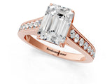 Rose gold Emerald Brilliant Cut Diamond Engagement Ring with Pavé Band and Four-Prong Setting_62