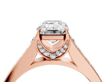 Rose gold Emerald Brilliant Cut Diamond Engagement Ring with Pavé Band and Four-Prong Setting_65