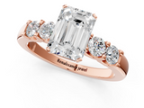 Rose gold Emerald Brilliant Cut Diamond Five-Stone Prong Set Engagement Ring with Channel Band_24