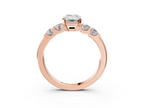 Rose gold Emerald Brilliant Cut Diamond Five-Stone Prong Set Engagement Ring with Channel Band_26