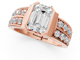 Rose gold Emerald Brilliant Diamond Channel Set Wide Band Ring with Bezel Setting_18