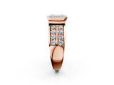 Rose gold Emerald Brilliant Diamond Channel Set Wide Band Ring with Bezel Setting_19