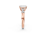 Rose gold Emerald Brilliant Diamond Five-Stone Engagement Ring with Prong Setting on a Classic Band_17
