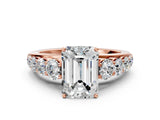 Rose gold Emerald Brilliant Diamond Pavé Band with Six-Prong Setting_15