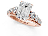 Rose gold Emerald Brilliant Diamond Pavé Band with Six-Prong Setting_16