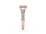 Rose gold Emerald Brilliant Diamond Pavé Band with Six-Prong Setting_17