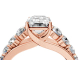Rose gold Emerald Brilliant Diamond Pavé Band with Six-Prong Setting_19