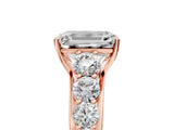 Rose gold Emerald Brilliant Diamond Pavé Band with Six-Prong Setting_20
