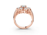 Rose gold Emerald Brilliant Flower Halo Diamond Split Shank Ring_29
