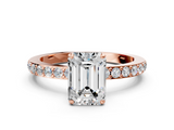 Rose gold Emerald Brilliant Pavé Band Solitaire with Four-Prong Setting_28