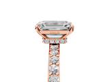 Rose gold Emerald Brilliant Pavé Band Solitaire with Four-Prong Setting_33