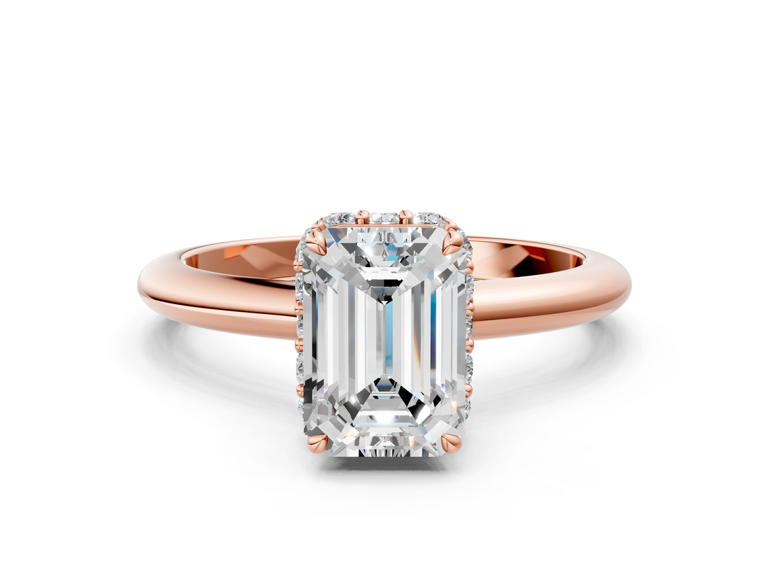 Rose gold Emerald Brilliant Solitaire Engagement Ring with Six-Prong Setting and Classic Band_20