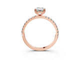 Rose gold Emerald Brilliant Solitaire with Pavé Band and Claw Prong Setting_10