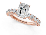 Rose gold Emerald Brilliant Solitaire with Pavé Band and Four-Prong Setting_67