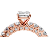 Rose gold Emerald Brilliant Solitaire with Pavé Band and Four-Prong Setting_70
