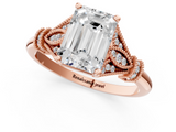 Rose gold Emerald Brilliant Solitaire with Pave Band and Four-Prong Setting_21