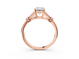 Rose gold Emerald Brilliant Solitaire with Pave Band and Four-Prong Setting_23