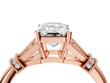 Rose gold Emerald Brilliant Solitaire with Pave Band and Four-Prong Setting_24