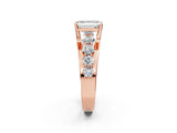 Rose gold Emerald Brilliant Solitaire with Side Stones on a Pave Band and Four-Prong Setting_26