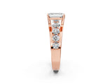 Rose gold Emerald Brilliant Solitaire with Side Stones on a Pave Band and Four-Prong Setting_46