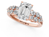 Rose gold Emerald Cluster Diamond Engagement Ring with Pavé Band and Four-Prong Setting_83